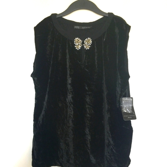 ZARA Velvet Front Embellished Top Price reduced 💥 - Picture 2 of 8
